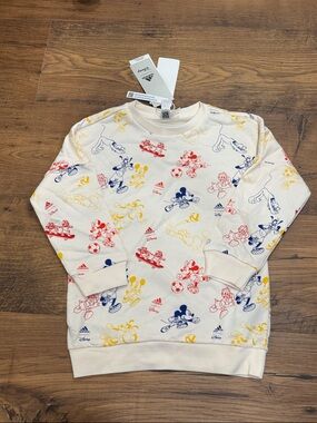 adidas x Disney White Long Sleeve Shirt with Red, Yellow, Blue Character Print